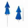 Umbrela de plaja Muhler 22511008629, Ø190 cm, Inaltime 203 cm, 8 spite din fibră de sticla, Inclinare reglabilă, protecție UV UPF 50+, Albastru