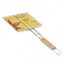 Gratar cu maner Muhler 1001836N, 22.5x20.5x52 cm, Maner din lemn, Inox