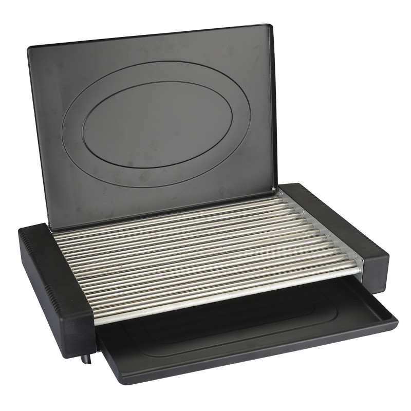 Rosberg R51015M Electric Grill with Lid, 1800W, 35x22 cm, 12 heating elements, Drip Pan, Black