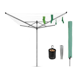 Brabantia Lift-O-Matic outdoor space 1003466, 50 m, Ρυθμιζόμενο ύψος, Μεταλλική ακίδα εκσκαφής, Θήκη, Τσάντα με κλιπς, Ανθεκτικό στη διάβρωση, Inox