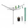 Suport exterior Brabantia Lift-O-Matic 1003466, 50 m, înălțime reglabilă, țeapă metalică pentru fixare în pământ, husă, sac cu agrafe, rezistent la coroziune, oțel inoxidabil