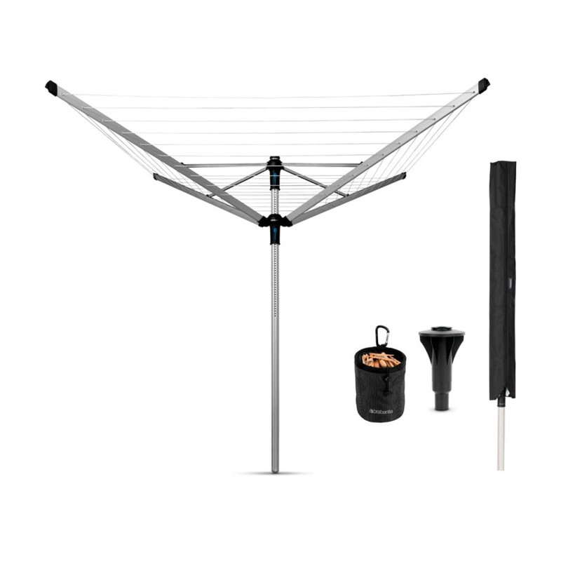 Brabantia Lift-O-Matic Advance spațiu exterior 90300255, 60 m, Înălțime reglabilă, Ancoră pentru beton, Cutie, Geantă cu cleme, Rezistent la coroziune, Inox