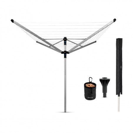 Външен простор Brabantia Lift-O-Matic Advance 90300255, 60 м, Регулируема височина, Котва за бетониране, Калъф, Торба с щипки, Резистентен на корозия, Инокс