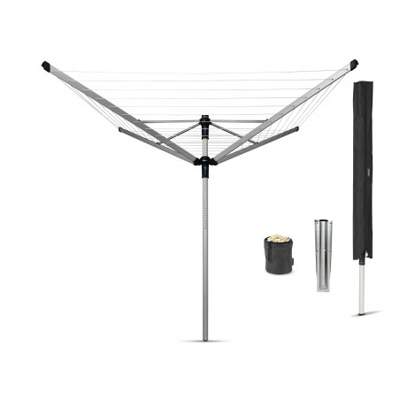 Brabantia Lift-O-Matic Advance Εξωτερικός χώρος 90300254, 50 m, Ρυθμιζόμενο ύψος, Μεταλλική ακίδα εκσκαφής, Θήκη, Τσάντα με κλιπς, Ανθεκτικό στη διάβρωση, Inox