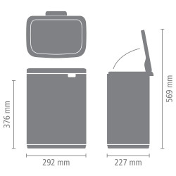Кош за боклук Brabantia Bo Small 1006637, 12 л, Безшумно и плавно отваряне, Противоплъзгаща основа, Светлосин