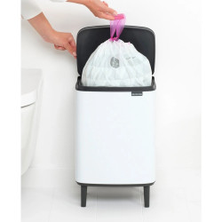 Brabantia Bo Small Hi Trash Can 1006647, 12 L, Smooth and Quiet Opening, Non-Slip Base, White