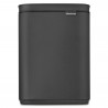 Brabantia Bo Small Trash Can 1008866, 4 L, Smooth and Silent Opening, Non-Slip Base, Mineral Finish, Dark Gray