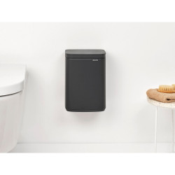Brabantia Bo Small Trash Can 1008866, 4 L, Smooth and Silent Opening, Non-Slip Base, Mineral Finish, Dark Gray