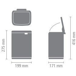 Cos de gunoi Brabantia Bo Small 1008866, 4 L, Deschidere lina si silentioasa, Baza antiderapanta, Acoperire minerala, Gri inchis
