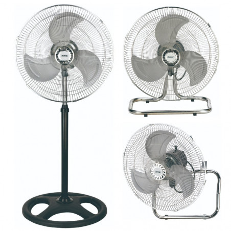 Ventilator universal Rosberg 3in1 R51760J18, 70W, 18", 3 trepte, Montare pe perete, Silentios, Crom/negru