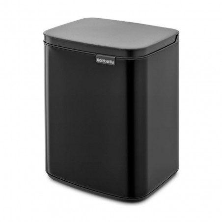 Brabantia Bo Small Trash Can 1006629, 7 L, Smooth and Silent Opening, Non-Slip Base, Black
