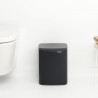 Brabantia Bo Small Trash Can 1006629, 7 L, Smooth and Silent Opening, Non-Slip Base, Black
