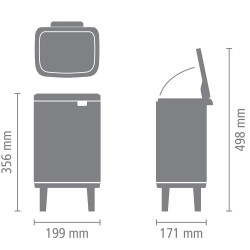 Brabantia Bo Small Hi 1006639 Trash Can, 4 L, Raised Design, Smooth and Quiet Opening, Non-Slip Base, White