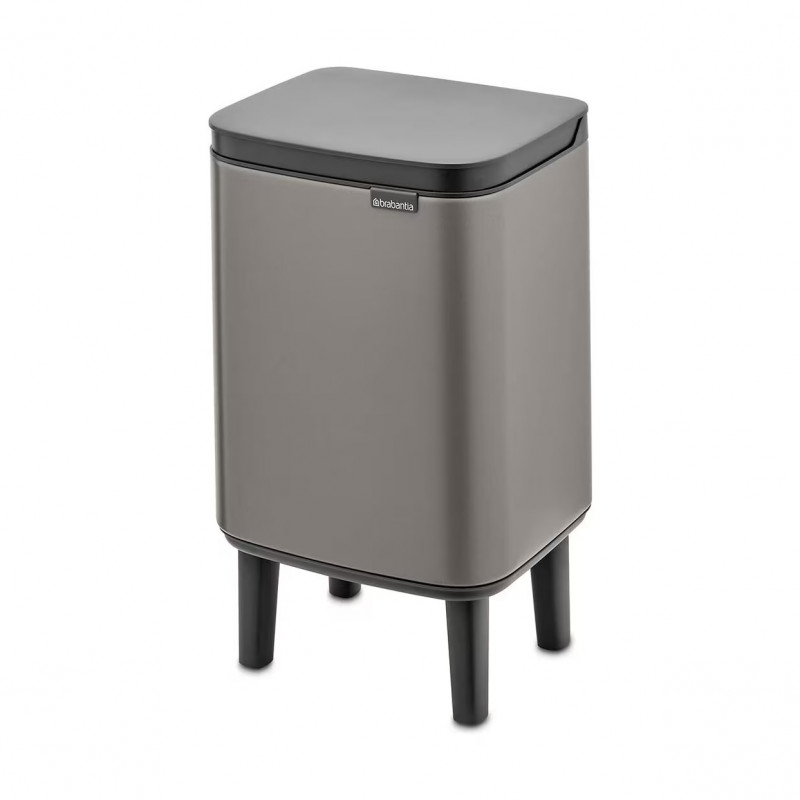 Кош за боклук Brabantia Bo Small Hi 1006640, 4 л, Повдигнат, Плавно и безшумно отваряне, Противоплъзгаща основа, Сив