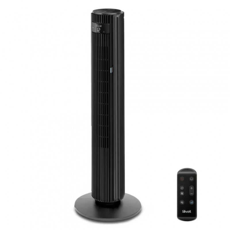 Вентилатор кула Levoit TempSense 36 DC Tower Fan, 26W, 92 см, 49 м2, 12 скорости, Осцилация 90C, LED, Термометър, Интелигентен режим, Черен