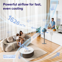 Циркулационен вентилатор Levoit Pedestal Circulator Fan LPF-R432-AEUR, 30W, 12 скорости, 4 режима, Осцилация 120C, Температурен сензор, Таймер, Дистанционно, Черен/златист