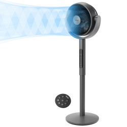 Ventilator circulator cu picior Levoit LPF-R432-AEUR, 28W, 12 viteze, 4 moduri, Oscilatie 120C, Senzor de temperatura, Tmer, Telecomanda, Negru/Auriu