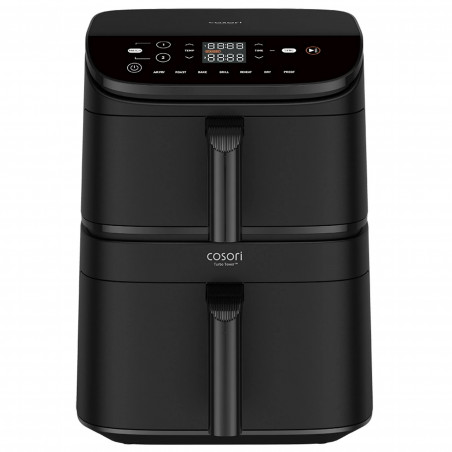 Cosori CAF-DC121 Turbo Tower Διπλή φριτέζα ζεστού αέρα, 2630W, 4.3/6.5 L, 7 προγράμματα, 30-230C, έλεγχος αφής, χρονοδιακόπτης, κρύοι τοίχοι, μαύρο