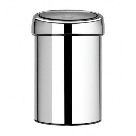 Кош за боклук Brabantia Touch Bin 647210, 3 л, Плавно и безшумно отваряне, Стенен монтаж, Брилянтен инокс