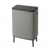 Cos de gunoi Brabantia Bo Touch Hi 1001266, 2x30 L, Perfect langa perete, Reglare picioare, Acoperit cu minerale, Gri