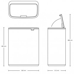 Brabantia Bo Touch 1001274 Trash Can, 60 L, Smooth and Silent Opening, Large Opening, Fingerprint-Resistant, Black/Matte