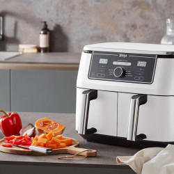 Ninja AF400EUWH διπλή φριτέζα θερμού αέρα, 2470W, 9,5 l, 6 προγράμματα, 40-240 C, ανεξάρτητες ζώνες, Λευκό