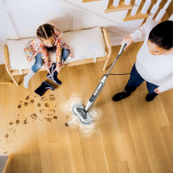 Mop curatare cu aburi Shark Steam & Scrub S8201EU, 1120W, 0.35 L, 3 setari, Curatare fara chimicale, 150 rpm, Steam Blaster, Alb