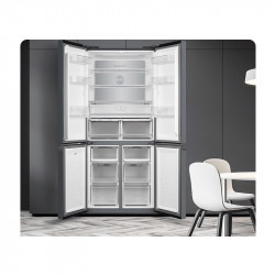 Хладилник с фризер Tesla RF5100FMBE, 250W, 511Л, Енергиен клас Е, Инвертор, Total No Frost, Metal Cooling, LED, Дисплей, Черно стъкло