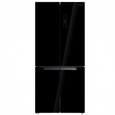 Хладилник с фризер Tesla RF5100FMBE, 250W, 511Л, Енергиен клас Е, Инвертор, Total No Frost, Metal Cooling, LED, Дисплей, Черно стъкло