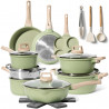 Set oale si tigai Just Perfecto JL-723, 21 h, Aluminiu turnat, Acoperire din marmura, Inductie, Steamer, Accesorii, Verde