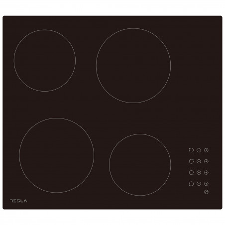 Plita vitroceramica incorporabila Tesla HV6402MB, 6600W, 9 trepte, 4 zone, Temporizator, Blocare copii, Negru