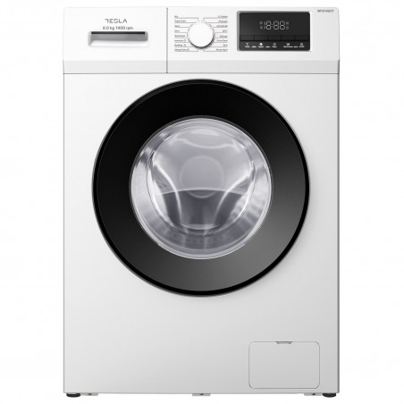 Masina de spalat cu incarcare frontala Tesla WF81460T, 1900W, 8 kg, Motor Inverter, 1400 rpm, Clasa A, 16 programe, Smart Wash, Alb