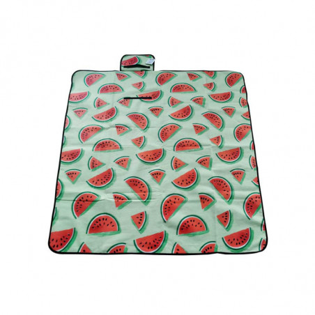 Patura pentru picnic Muhler 1.3x1.45 m, Bumbac perlat+ fleece, Rosu/verde