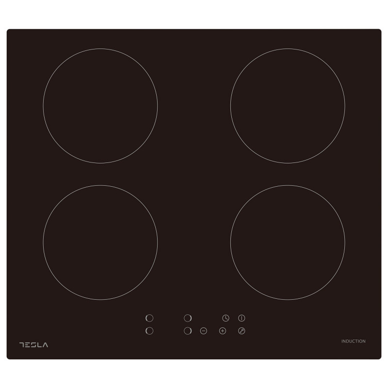 Tesla HI6401MB Built-in Glass-Ceramic Cooktop, 7200W, 4 Zones, 9 Settings, Timer, Residual Heat Indicator, Child Lock, Black