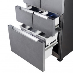 Frigider cu congelator Tesla RF4200FSNSGE, 436 L, Clasa E, 5 usi, Total No Frost, Display LED extern, 41 dB, Gri