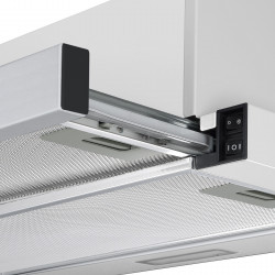 Hota telescopica Tesla DT600AX, 120W, 2 motoare, Filtru din aluminiu, 350 m³/h, LED, Clasa D, Inox