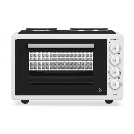 Μικρή κουζίνα Crown CMO-433W, 42 l, 1300 W, Δύο εστίες, 3 λειτουργίες, Σμάλτο, Λευκό