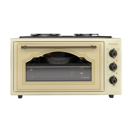 Cuptor electric cu 2 plite Finlux FMC-9601DP, 45 l, 1600 W, 3 functii, Email, Bej