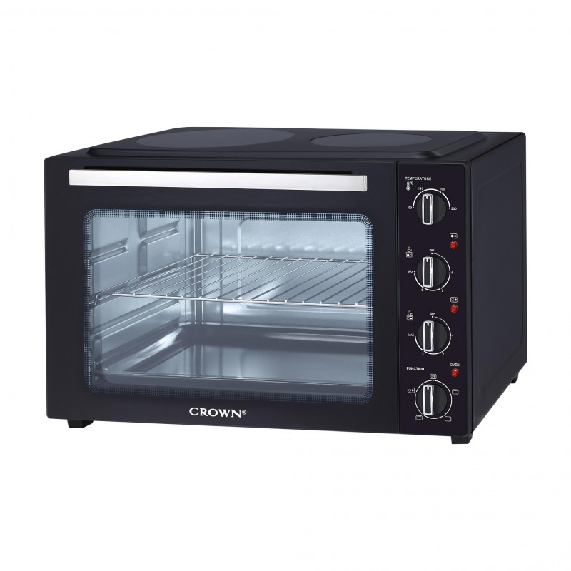 Cuptor cu 2 plite Crown CMO-482CER, 48 l, 1800 W, 4 functii, Termostat, Negru