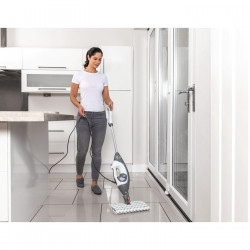 Mop curatare cu aburi Shark S6005EU, 1200W, 0,5 L, 2 setari, Tehnologie Klick'n Flip, Steam Blaster, Lavete mop Dirt Grip, Alb/Gri