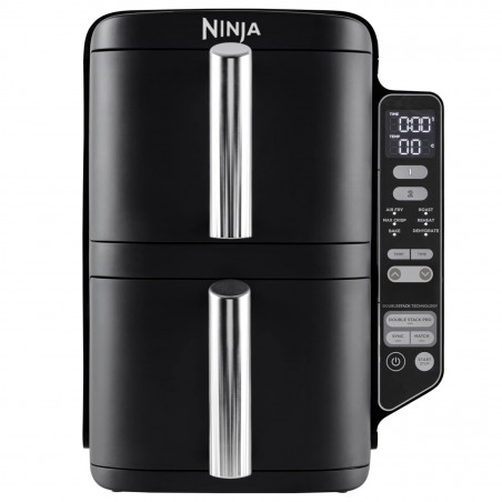 Фритюрник с горещ въздух Ninja SL300EU, 2470W, 7.6 л, 40-240C, 2 кошници, 6 програми, Синхронизирано готвене, Таймер, Автоматично спиране, Черен