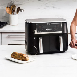 Ninja AF451EU Double Hot Air Fryer, 2470W, 9.5 L, 6 Programs, Independent Zones, Synchronization, Black