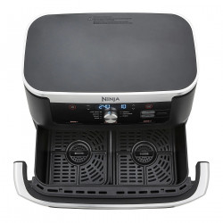 Friteuza dubla cu aer cald Ninja AF500EU, 10.4 L, 7 programe, Timer, Zone independente, Negru/Inox