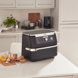 Διπλή φριτέζα με ζεστό αέρα Ninja AF500EU, 10,4 l, 7 προγράμματα, Χρονοδιακόπτης, Ανεξάρτητες ζώνες, Μαύρο/Ινοχ