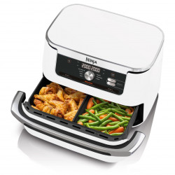 Ninja AF500EUWH Double Hot Air Fryer, 10.4 L, 7 Programs, Timer, Independent Zones, White