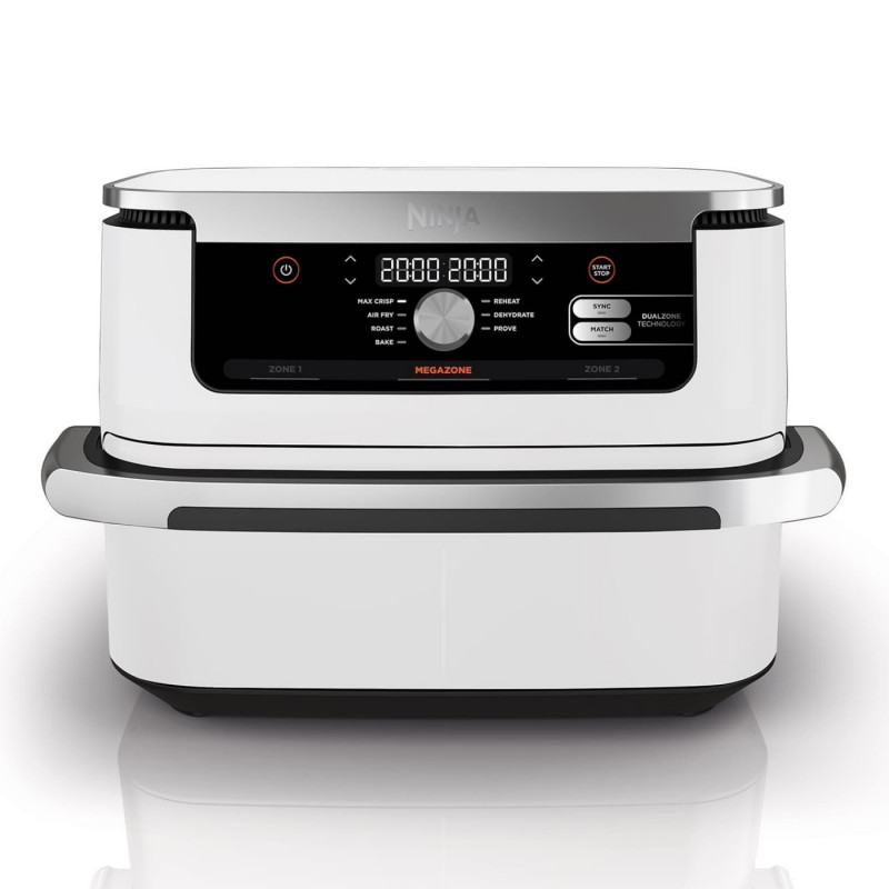 Friteuza dubla cu aer cald Ninja AF500EUWH, 10.4 L, 7 programe, Timer, Zone independente, Alb