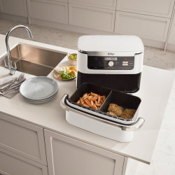 Ninja AF500EUWH Double Hot Air Fryer, 10.4 L, 7 Programs, Timer, Independent Zones, White