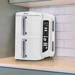 Двоен фритюрник с горещ въздух Ninja SL400EUWH, 2470W, 9.5 л, 2 кошници, 6 програми, Max Crisp, Функции Sync и Match, Бял