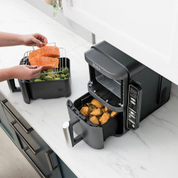 Двоен фритюрник с горещ въздух Ninja SL451EU, 2470W, 9.5 л, 2 кошници, 6 програми, Max Crisp, Функции Sync и Match, Сив