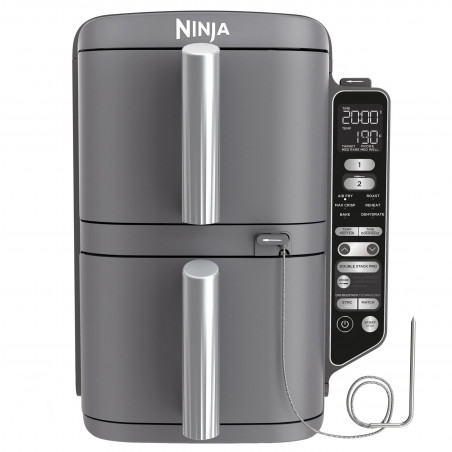 Двоен фритюрник с горещ въздух Ninja SL451EU, 2470W, 9.5 л, Цифров термометър, 2 кошници, 6 програми, Max Crisp, Sync & Match, Сив